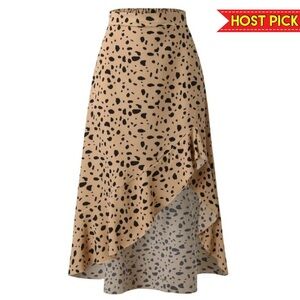 ASYMMETRICAL LEOPARD PRINT MAXI SKIRT